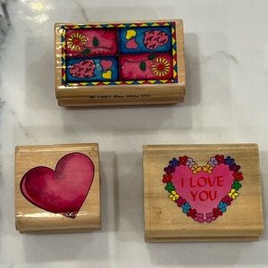 RUBBER STAMPS LOT OF 3: ‘Hearts’ Bundle from Sky Kids from 1997